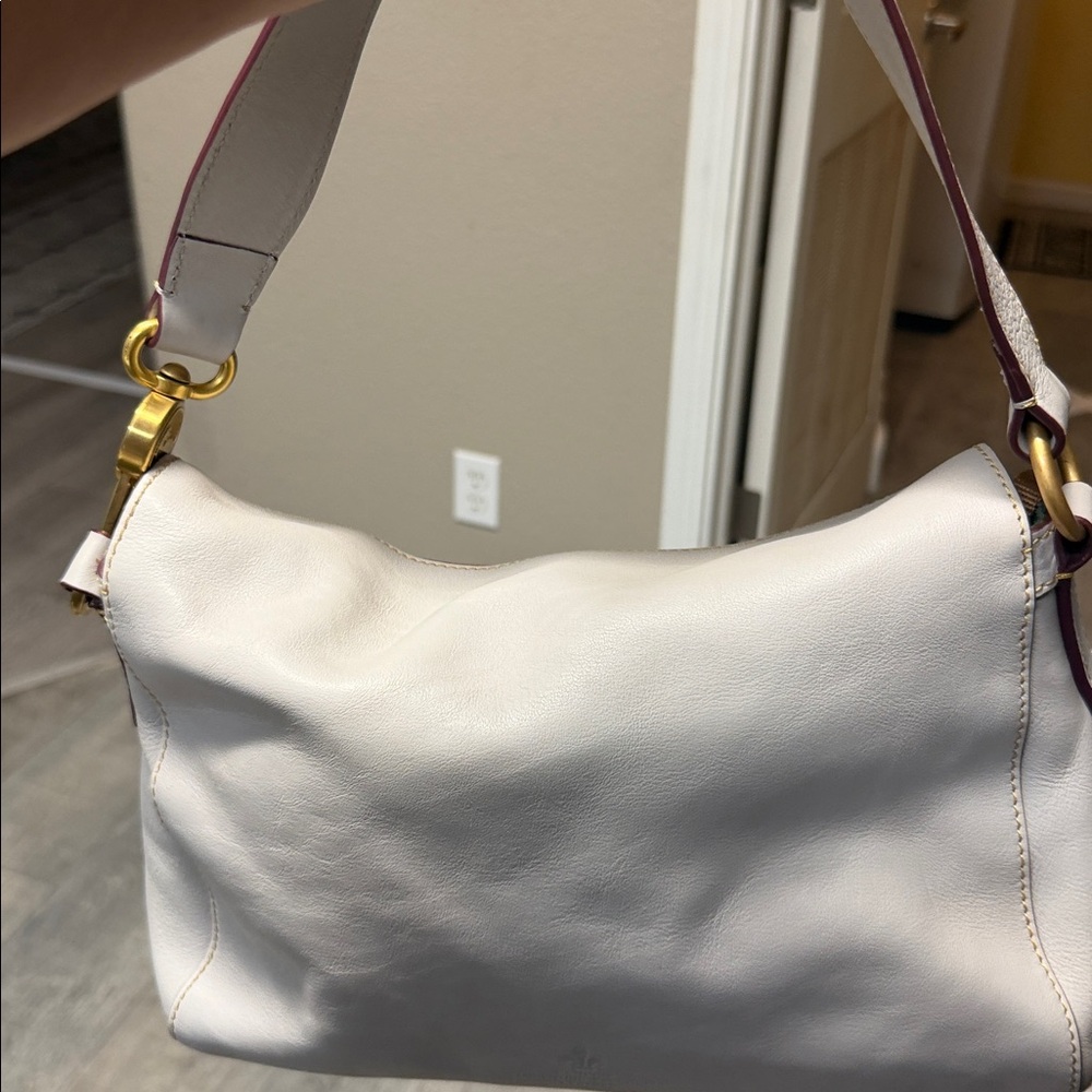 Dooney & Bourke Cream Leather Shoulder Crossbody with Gold Hardware - Picture 3 of 10